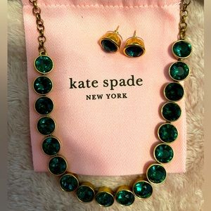 Kate Spade emerald green necklace and earrings set